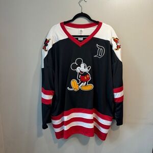DisneyLand Mickey Mouse Hockey Jersey Mens XXL Black Red White 28 New Tags
